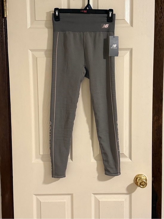 New Balance Pants - New Balance Gray Girls' Athletic Leggings with Pink Trim